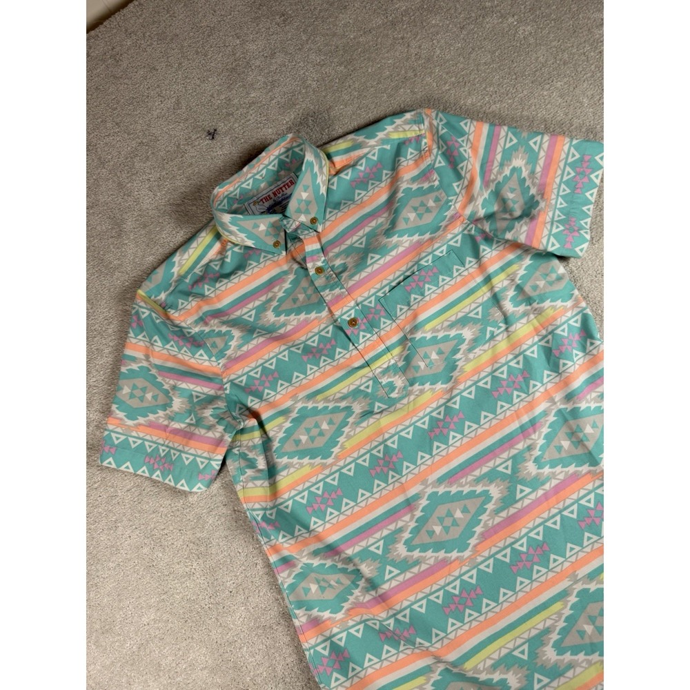 Chubbies Nutter Shirt Mens Small Performance Polo Colorful Aztec Weekend Stretch